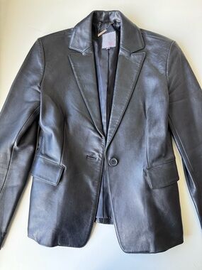 Classic Black Leather Blazer